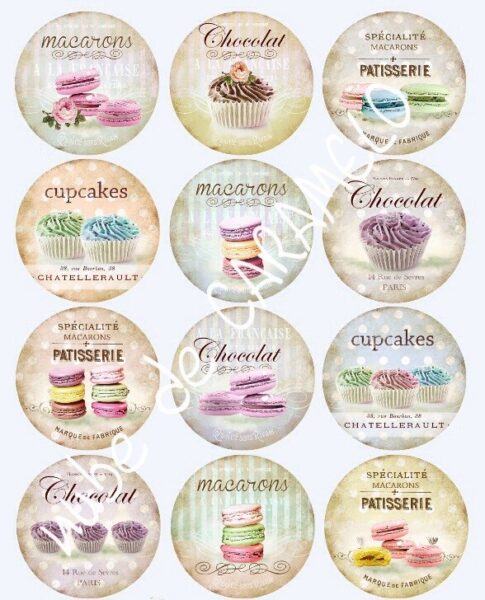 Papel de azúcar macarons vintage