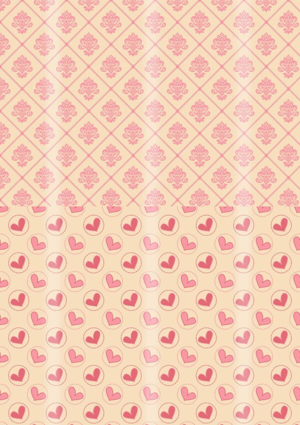 Papel corazones y victoriano crema
