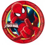 Platos De Papel Spiderman 23 Cm. Pack 8
