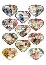 Papel corazones y pájaros