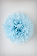 Pompón 17 cm de papel de seda celeste