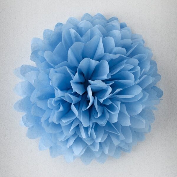 Pompón 20 cm de papel de seda azul cielo