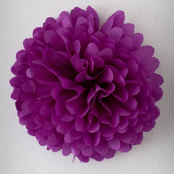 Pompón 17 cm de papel de seda fucsia