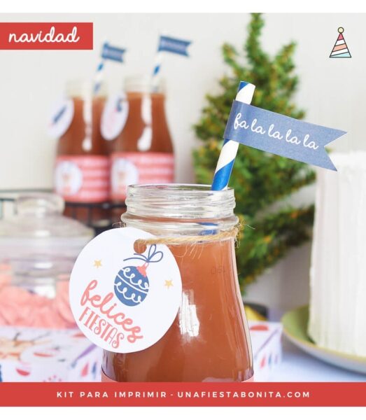 Banderitas para pajitas Navidad