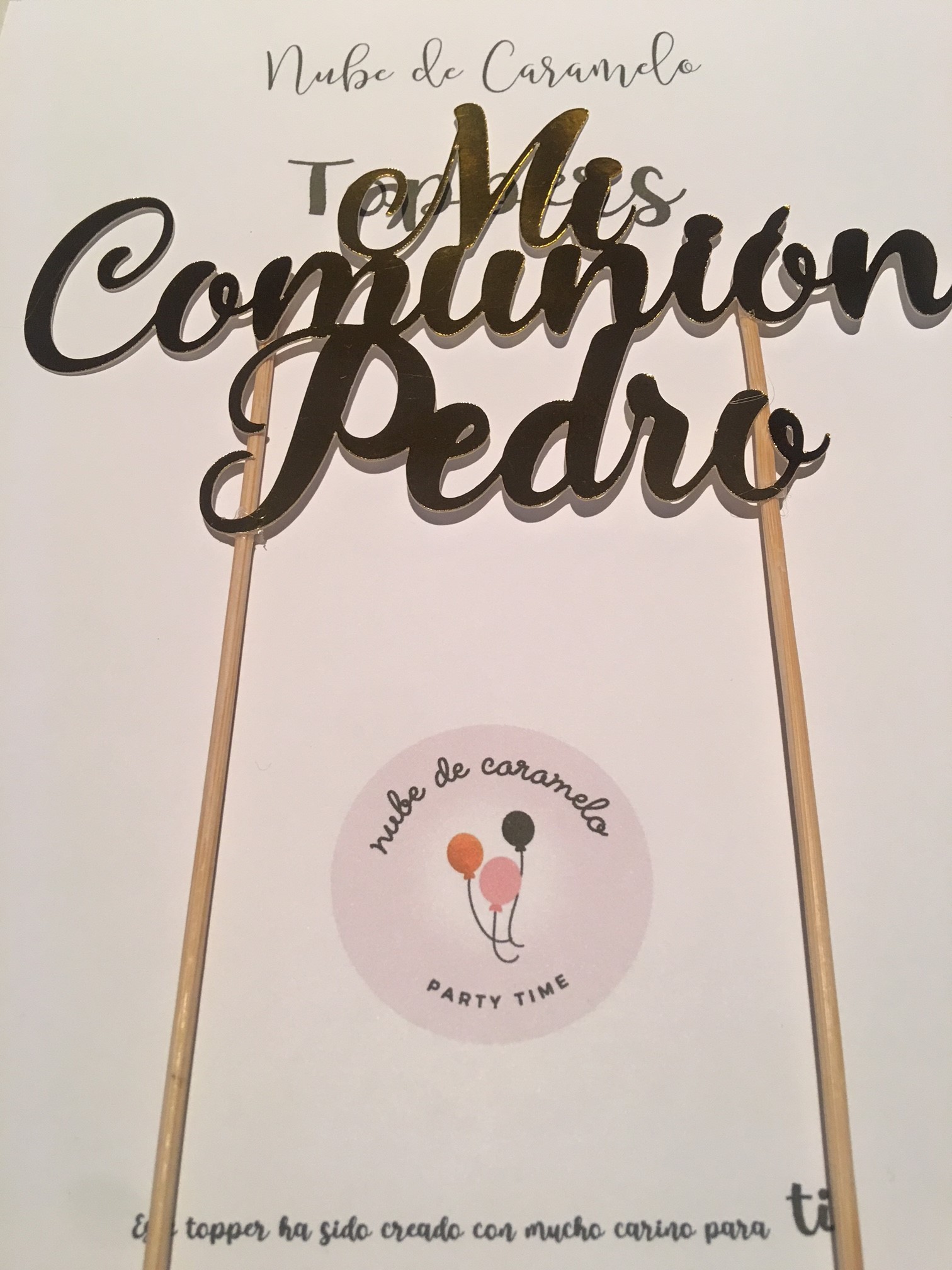 Topper Mi primera Comunión y nombre personalizado - Metacrilato o