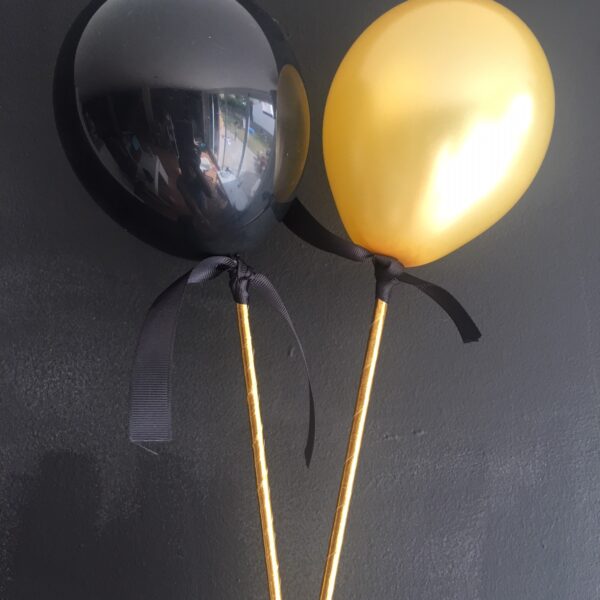 Topper Globo Mini 10 Black-Gold con lazo