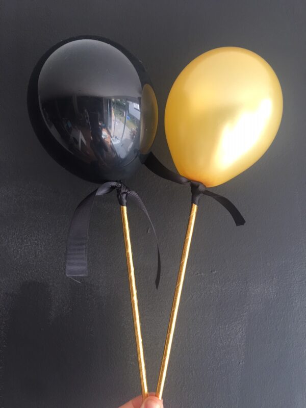 Topper Globo Mini 10 Black-Gold con lazo