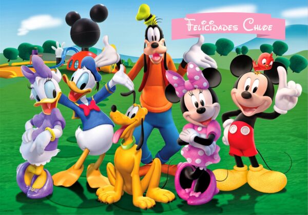 Papel de azucar Mickey y Minnie tarta personalizada
