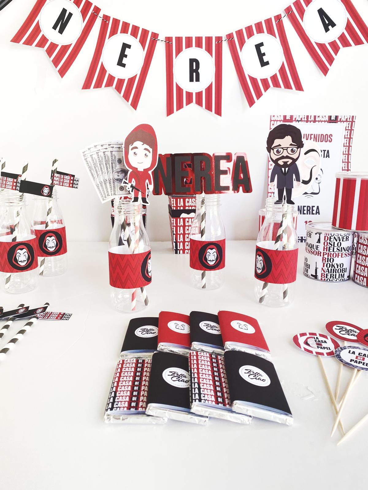 Kit de fiesta digital personalizado La Casa de Papel - Nube de