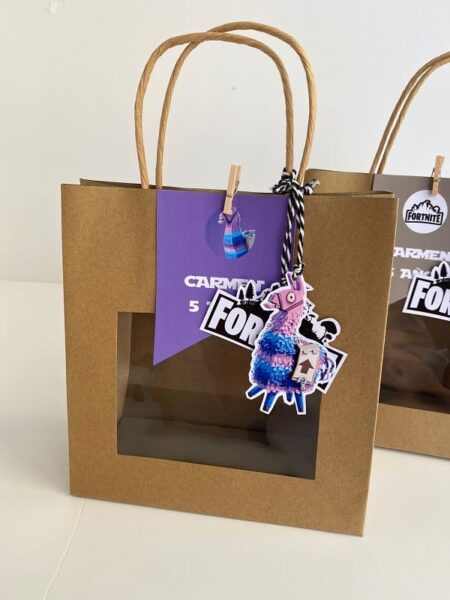 Bolsa decorada con etiqueta e imagen Fortnite