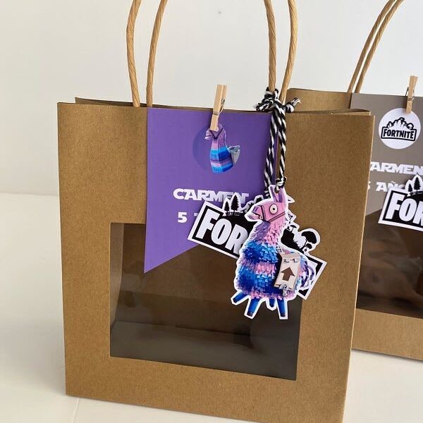 Bolsa decorada con etiqueta e imagen Fortnite