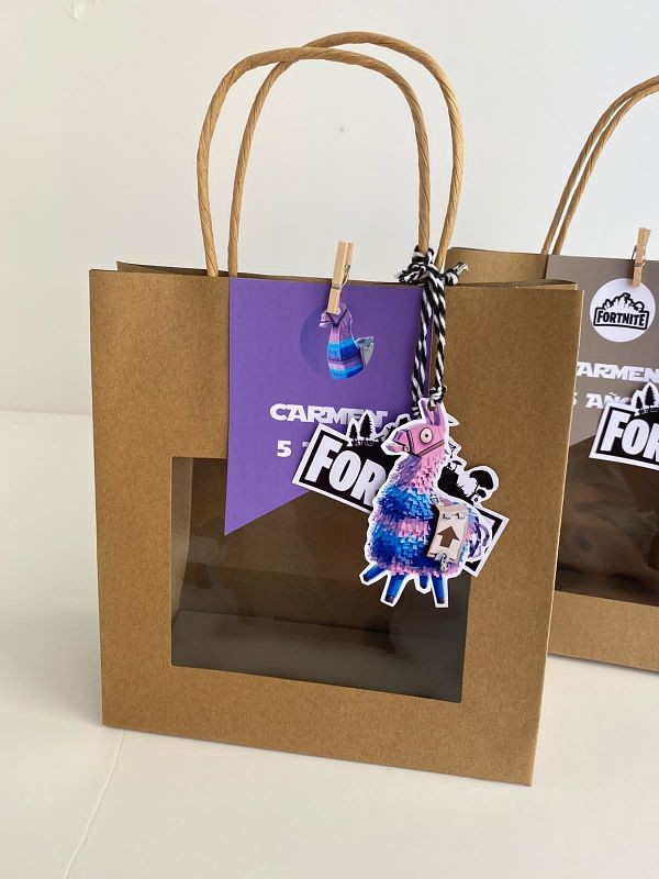 bolsa regalos, fortnite, kit de fiesta, fiesta temática, bolsa decorada