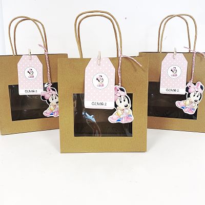 Bolsa cartón con ventana y etiqueta Minnie Mouse Baby