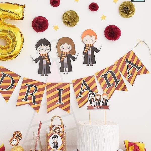 Kit de fiesta impreso Harry Potter, Hermoine y Ron - Nube de caramelo